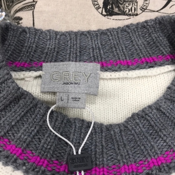 GREY JASON WU Colorblock Merino Wool Sweater - Picture 6 of 7